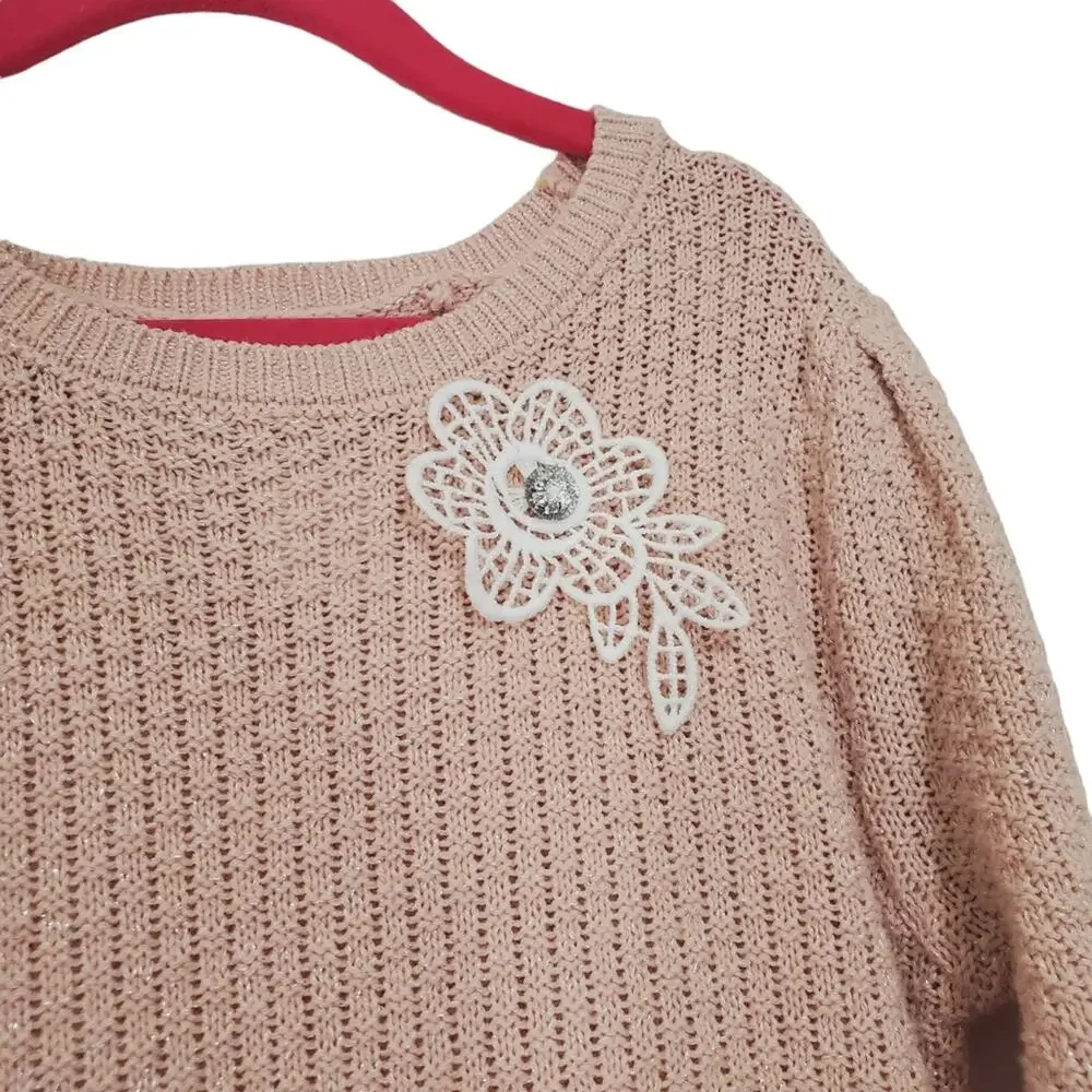 Little Lass | Thick Knit Sparkle Metallic Thread Long Sleeve Dress